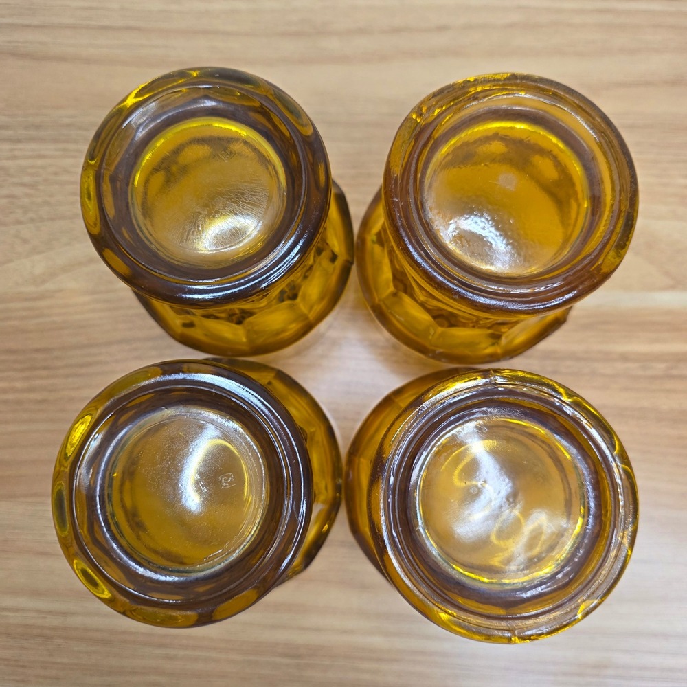 4 Vintage Anchor Hocking Georgian Amber Topaz Honeycomb Flat Tumbler 9 oz Glass - Picture 4 of 6